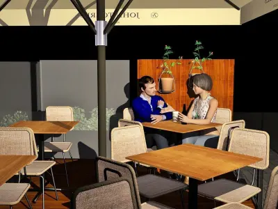 Coffee shop terrace 3D model