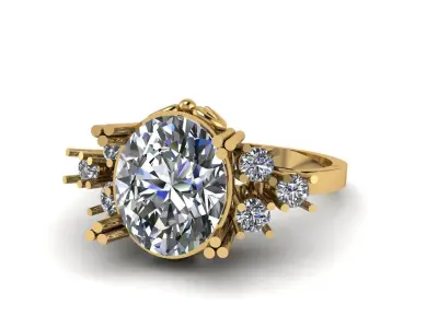  STYLISH ENGAGEMENT RING 3D PRINTABLE MODEL  3D print model