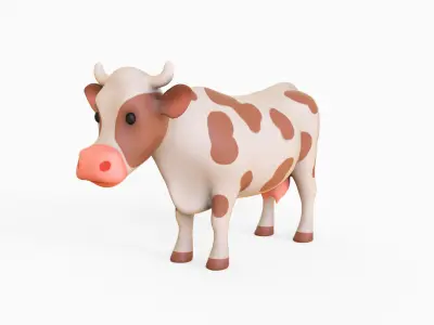  Cartoon Milk Cow Animal 3D Model for Cartoon Characters Low-poly 3D model