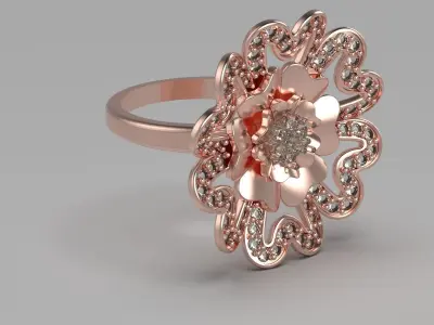 art deco heart flower diamond 3D print model