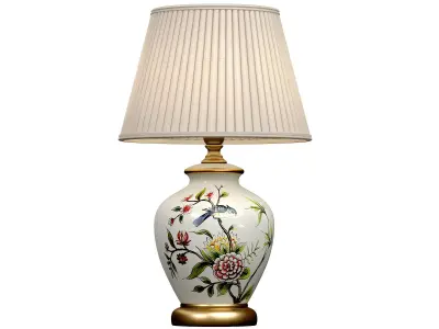 Debby Hand Painted Floral lotos pattern Ceramic Table Lamp 3D model