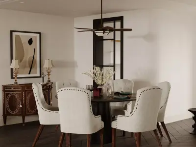 Luxury living room dining room interior scenes 33 3D model