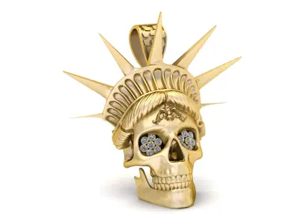 Golden Liberty Skull Pendant 3D print model