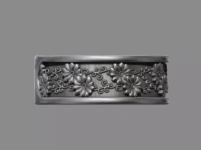 Orante sunflower floral flower wedding band ring 3D print model