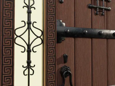 Rustic modern DOOR Low Poly Low-poly 3D model