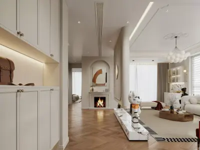 Eclectic living and dining room interior 3D model