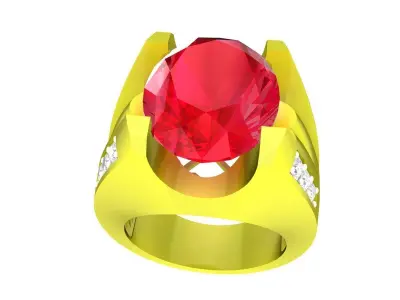 Luxury Oval Gemstone Men Ring 3D Model 4982 3D print model