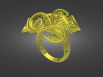 3D CAD file for Gold Design Ring Free 3D print model