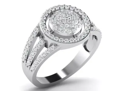 Light Weight White Gold Diamond Ring DR-6592 3D print model