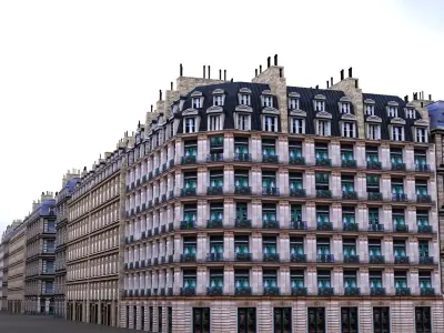 Paris 3 module Building Pack Free low-poly 3D model