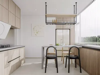 Modern living room dining room interior scenes 412 3D model