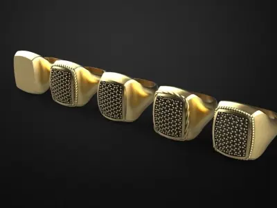 Men rings 5 models signet ring 3D print model