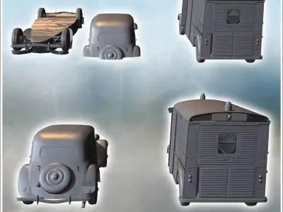 Two classic vehicles one van and one car both with vintage desig 3D print model