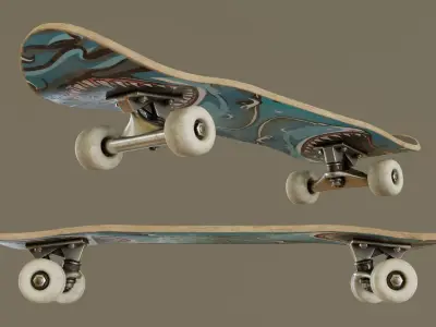Skateboard - Shark Deck Low-poly 3D model