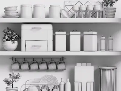 next kitchen accessories shelf  Low-poly 3D model