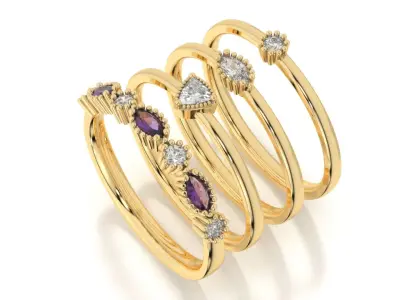 set of simple rings 3D print model