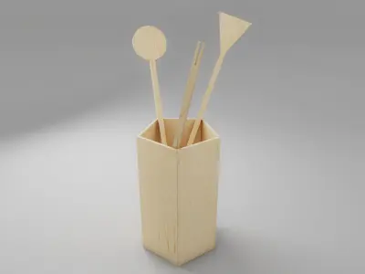 Set of kitchen utensils Free 3D model