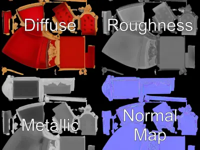 Royal Throne Chair Model Pack Low-poly 3D model