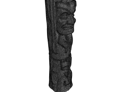 Polynesian Carved Tiki Totem Pole Low-poly 3D model