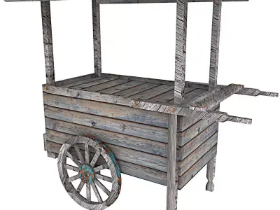 Old Food Cart Low-poly 3D model