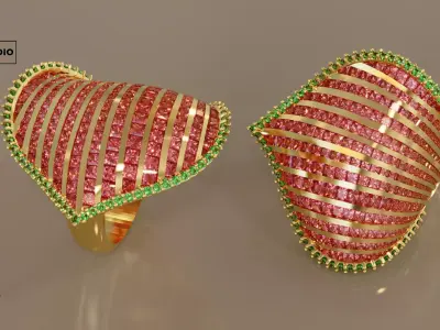 Baguette Leaf Ring  3D print model