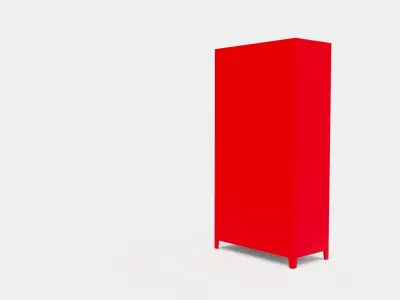 METAL CABINET-DOUBLE LONG-RED AND WHITE Low-poly 3D model
