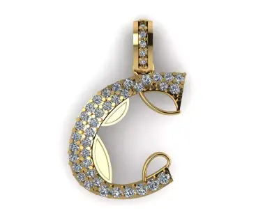 LUXURY ALPHABET C PENDANT 3D PRINTABLE MODEL 3D print model