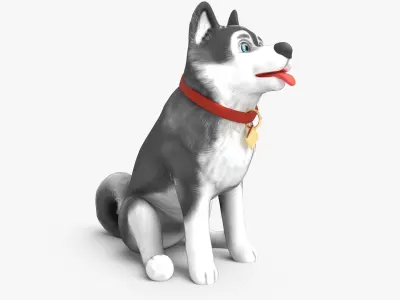 Cartoon Dog Sitting Low-poly 3D model