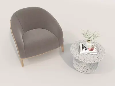 Modern Coffee Table and Armchair Set 71 3D model