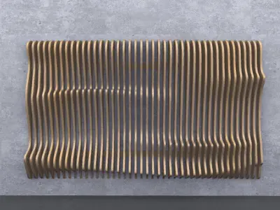 Parametric Wavy Wooden Panels 09 3D model