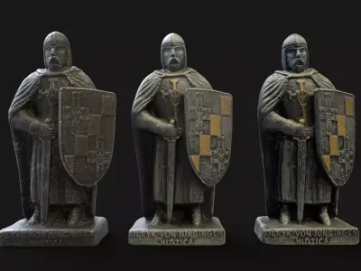 3D Knight statue Low-poly 3D model