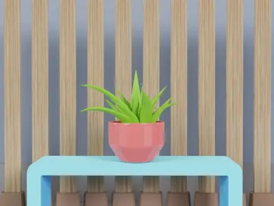 Potted Plant Set - Interior Succulent Design - 3D Model Low-poly 3D model