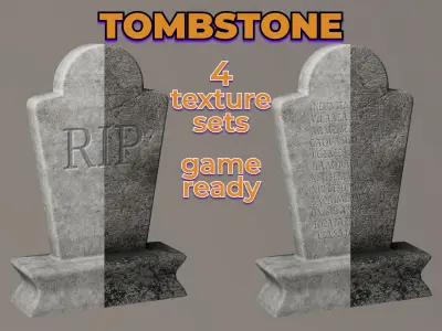 Tombstone Dirty Scary RIP inscription graveyard Free low-poly 3D model