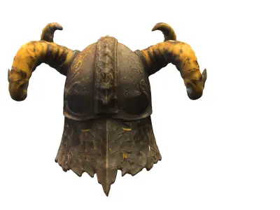 Demonic Skull Helmet with Massive Horns  3D model