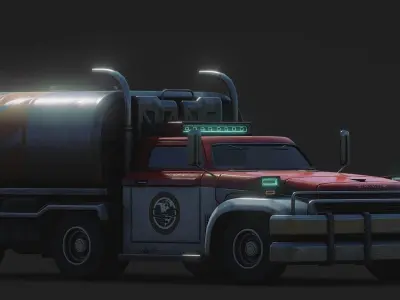 Heavy Duty Tank Fuel Truck Low-poly 3D model