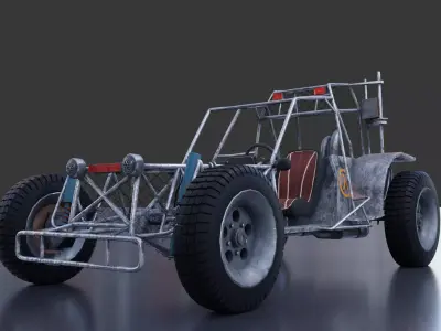 Buggy race car Low-poly 3D model