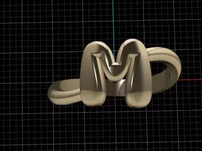 M alphabet baypass ring 3D print model