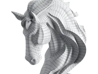 Horse statue Low-poly 3D model 8