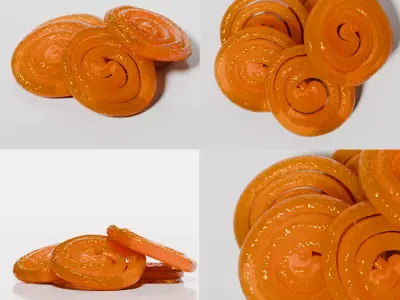 puja props and sweets thali setup  Low-poly 3D model