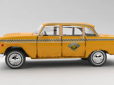 Taxi Car Old  Checker Cab Taxi Chicago 3D model