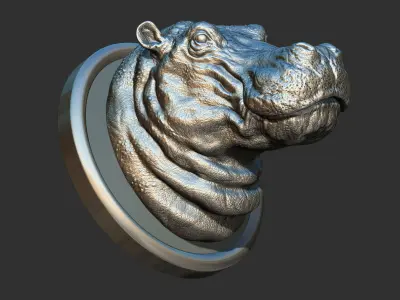 Hippopotamus head with background 3D print model