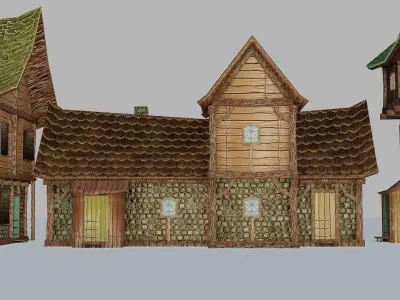 Stylized Medieval Houses Pack - 10 pieces - 4K Textures Low-poly 3D model