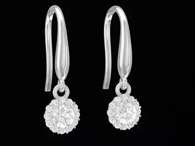 Elegant Round Cluster Diamond Drop Earrings 3D Model  4236 3D print model