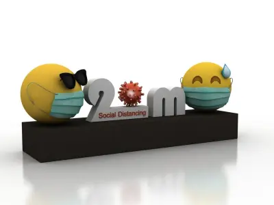 Social Distancing model for coronavirus 3D model