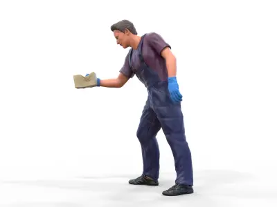 N6 Car Wash Worker with Sponge 3D print model