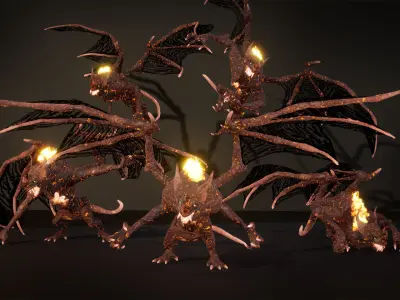 Hell Bat Low-poly game engine ready 3D model Low-poly 3D model