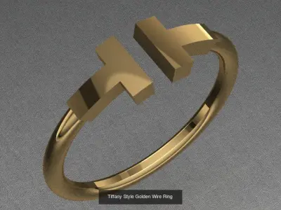 New Modern Luxury Golden Band Rings Set 3D Model Pack