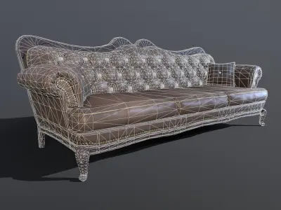 Club Room Sofa - Game Asset Low-poly 3D model