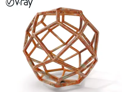 Geometric Wireframe Model Pack with Rust Texture Low-poly 3D model