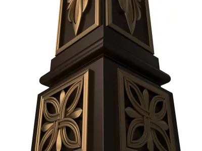 Stair Baluster 05 Red Low-poly 3D model